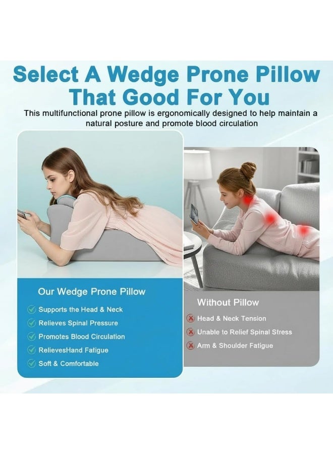 توشيونيكس وسادة إسفينية مريحة للبالغين مصنوعة من إسفنج الذاكرة مع مسند رأس قابل للإزالة - وسادة دعم متعددة الأوضاع للاستلقاء على البطن، مناسبة لقراءة الهاتف والاسترخاء، ودعم الظهر/الرقبة/الفقرات القطنية، ووسادة لرفع الساقين للتعافي على السرير أو الأريكة - Image 5